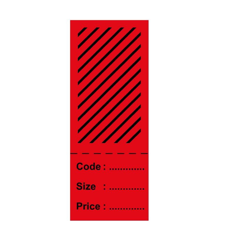 

HANG TAG GARIS MERAH HITAM uk 8.5 x 3.3 cm isi 100 pcs