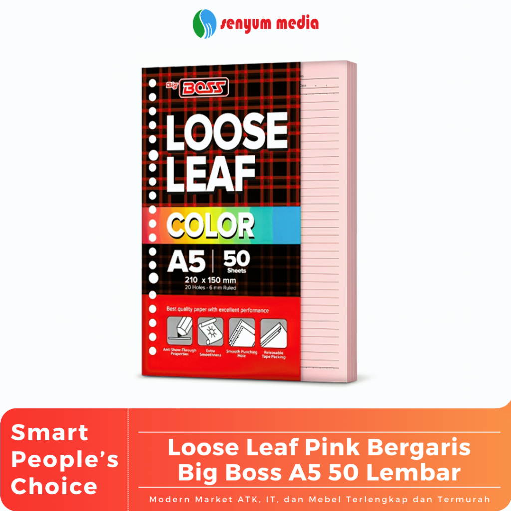 

Loose Leaf Pink Bergaris Big Boss A5 50 Lembar (1 Pcs Isi 50 Lembar) (S:PCS)