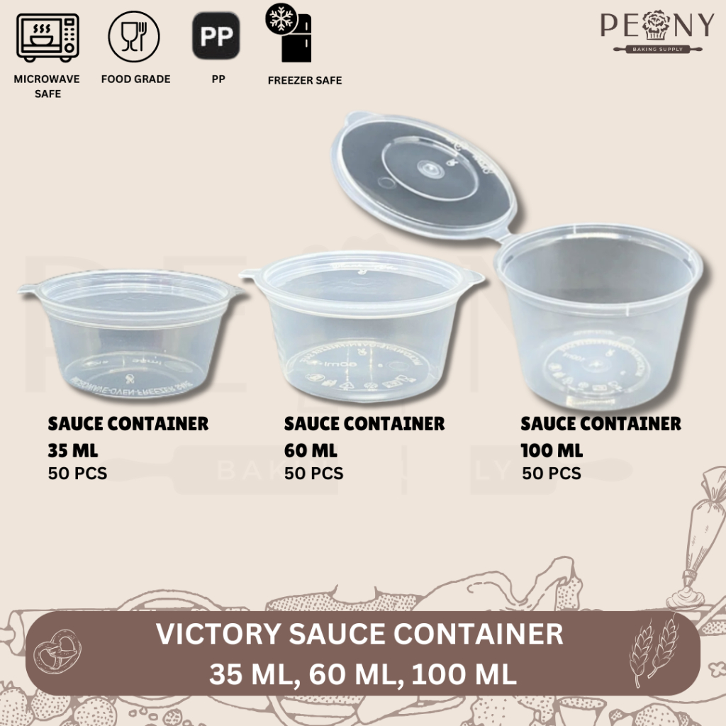 (50 PCS) VICTORY SAUCE CONTAINER 35 ML, 60 ML, 100 ML / TEMPAT SAOS / TEMPAT SAMBAL / CUP SAMBAL 35 