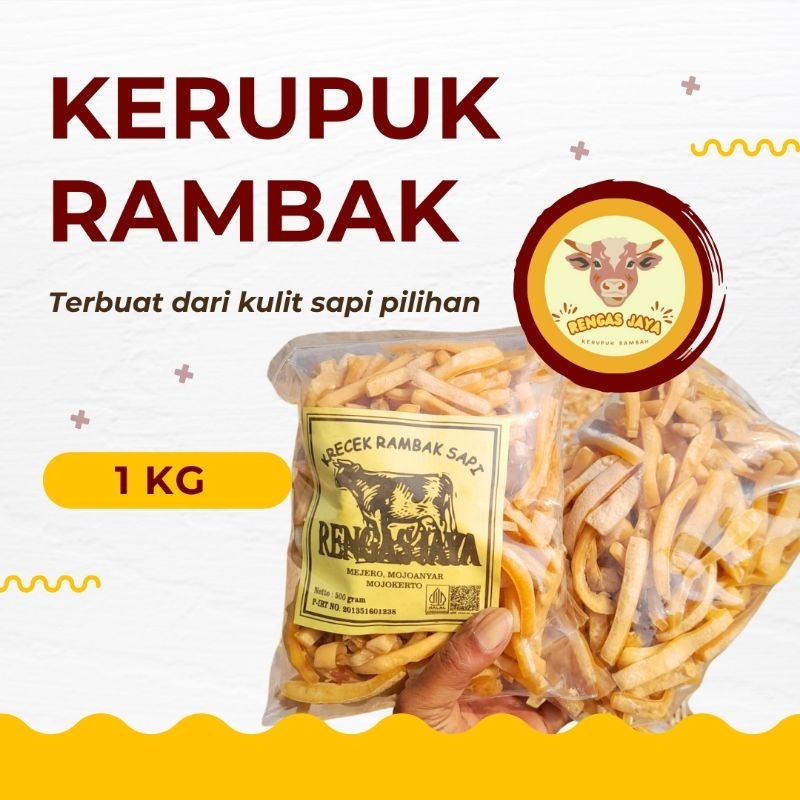 

Kerupuk Rambak Kulit Sapi Stik Panjang Krecek mentah siap goreng 1kg