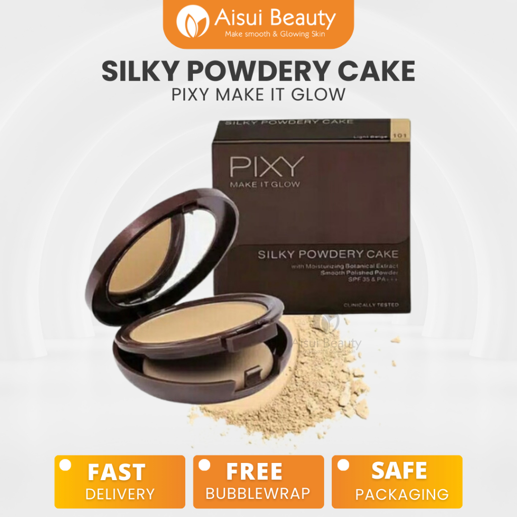 PIXY Make It Glow Silky Powdery Cake | Two Way Cake Bedak Tabur | Kosmetik Wajah