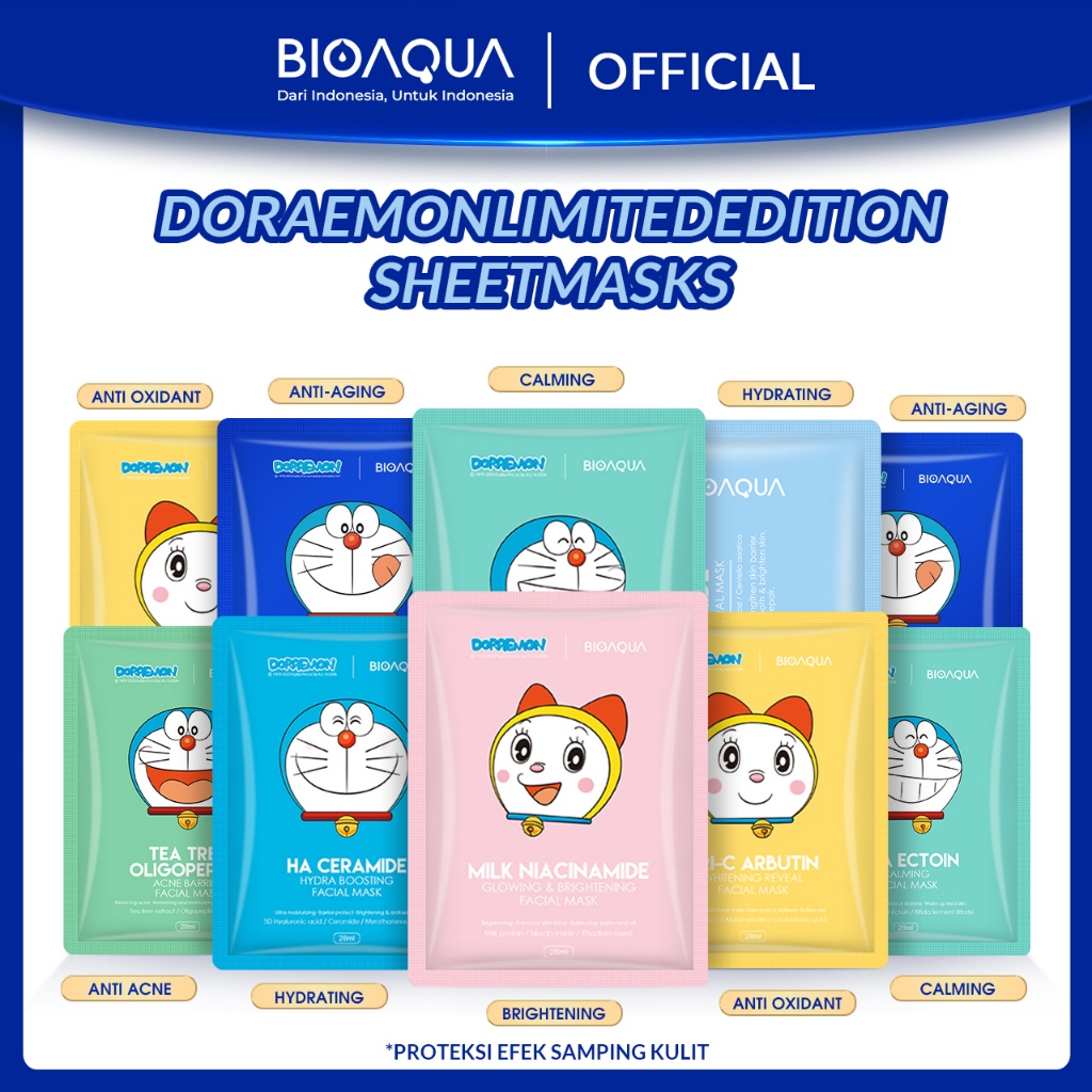 BIOAQUA Sheet Mask Masker Wajah BPOM Diamond Blue Copper Peptide Glowing / 24K Gold Black Truffle An