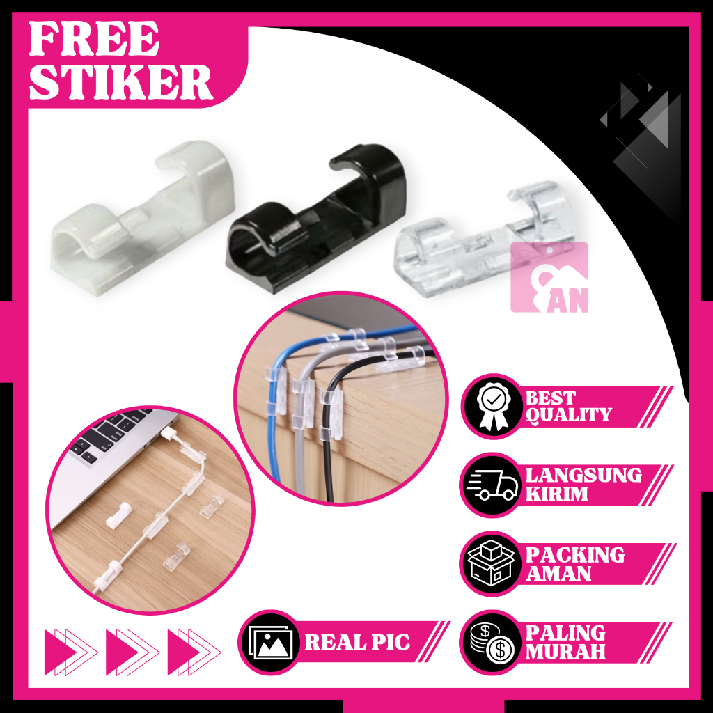 1PCS Klip Kabel Organizer Tempel Stiker Dinding Meja Perapih Cable USB Clip Kursi Penjepit Instalisa