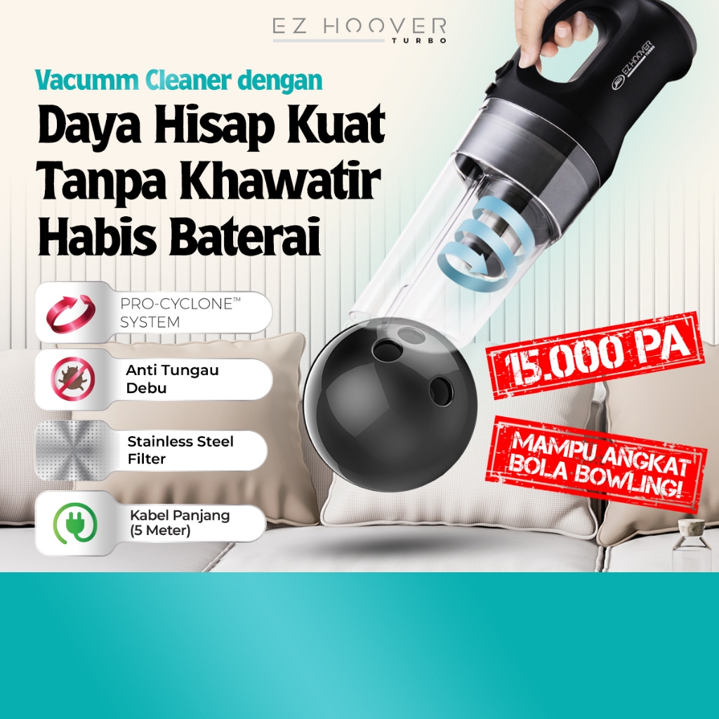 Jaco Ez Hoover Turbo JC 888 Alat Penyedot Debu Vacuum Cleaner Super Cyclone