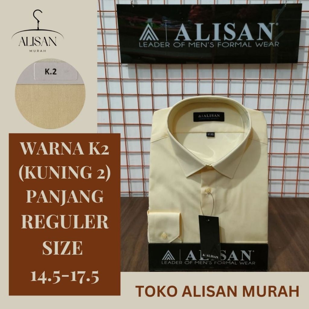 Kemeja Pria Alisan Lengan Panjang Reguler Fit Warna Kuning (K2)