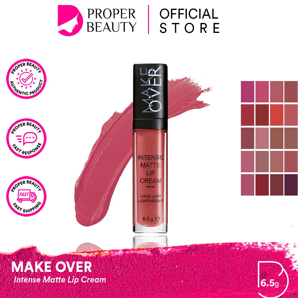 MAKE OVER Intense Matte Lip Cream Indonesia  Lipcream 65g  Speakflex Formula Non Drying Non Cracking