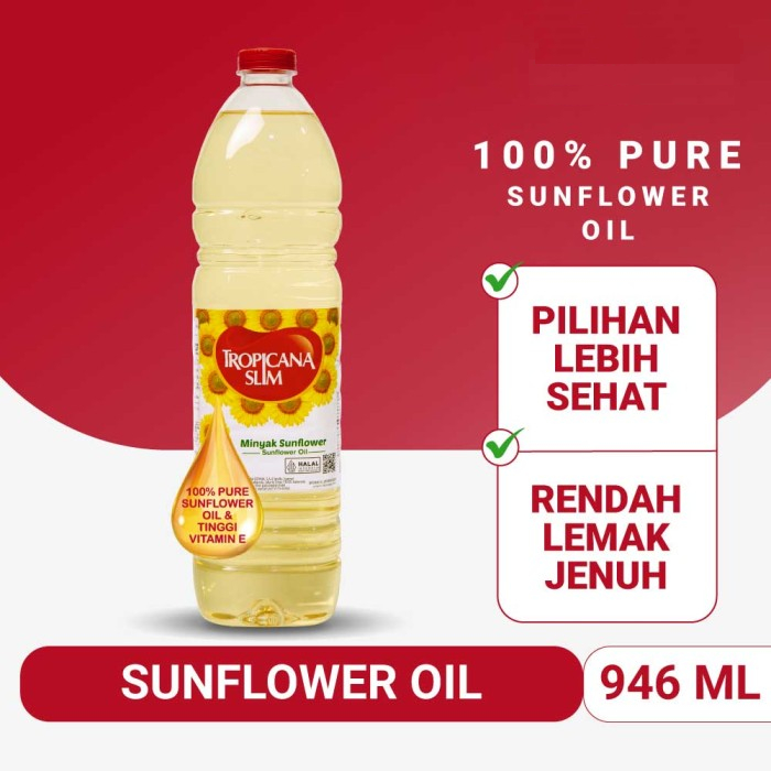 

Tropicana Slim Sunflower Oil 946ml - Minyak Biji Bunga Matahari