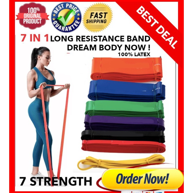 KODE N4N Long Resistance Band 7 IN 1 SET  Premium Latex  Karet Fitness  Gym