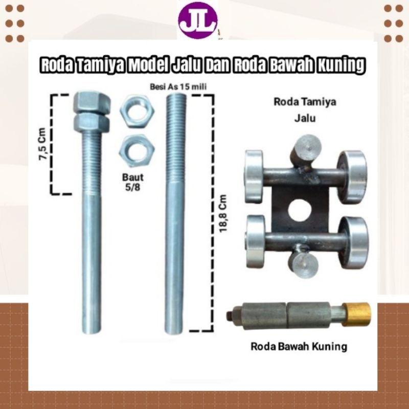 Roda Tamiya Jalu Lengkap As Drat Dan Roda Bawah Kuning Tamiya Jalu Dan Besi As Drat Beserta Roda Baw