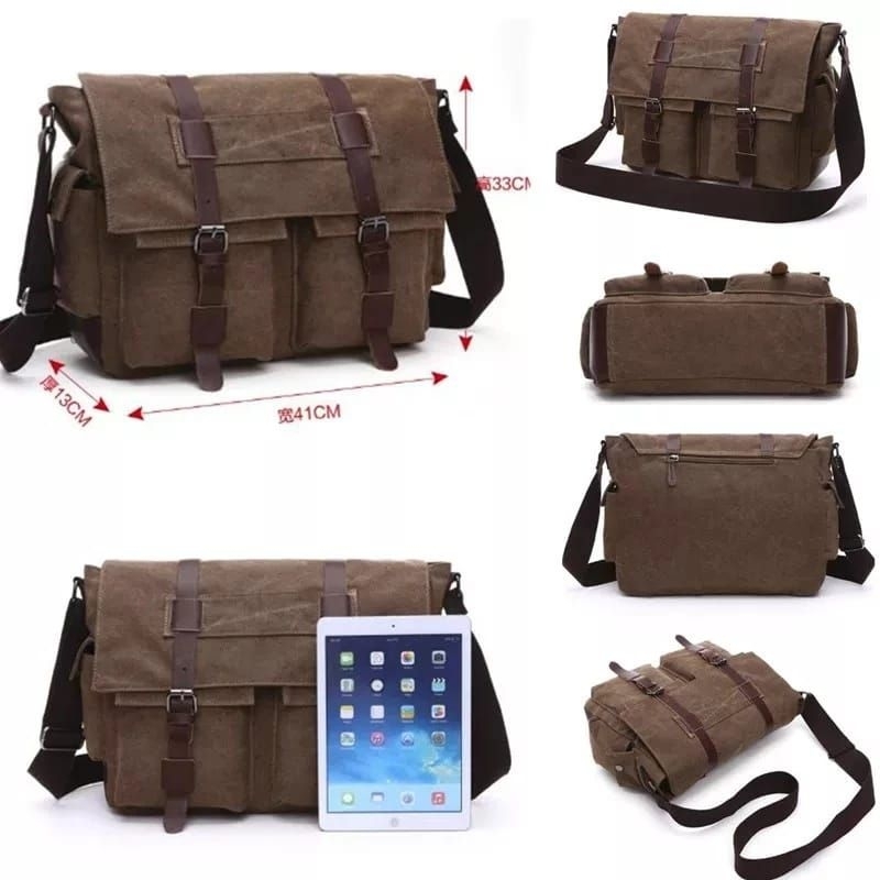TAS RANSEL KANVAS VINTAGE UNISEX | RANSEL KERJA KANVAS | RANSEL LAPTOP LEGUMS PREMIUM