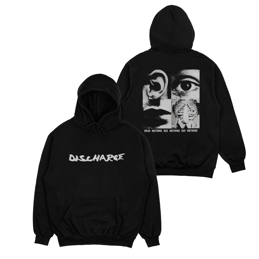 Hoodie Band Discharge Jaket Sweater Outerwear Distro Musik Punk Unisex Original Pria Dan Wanita Baha