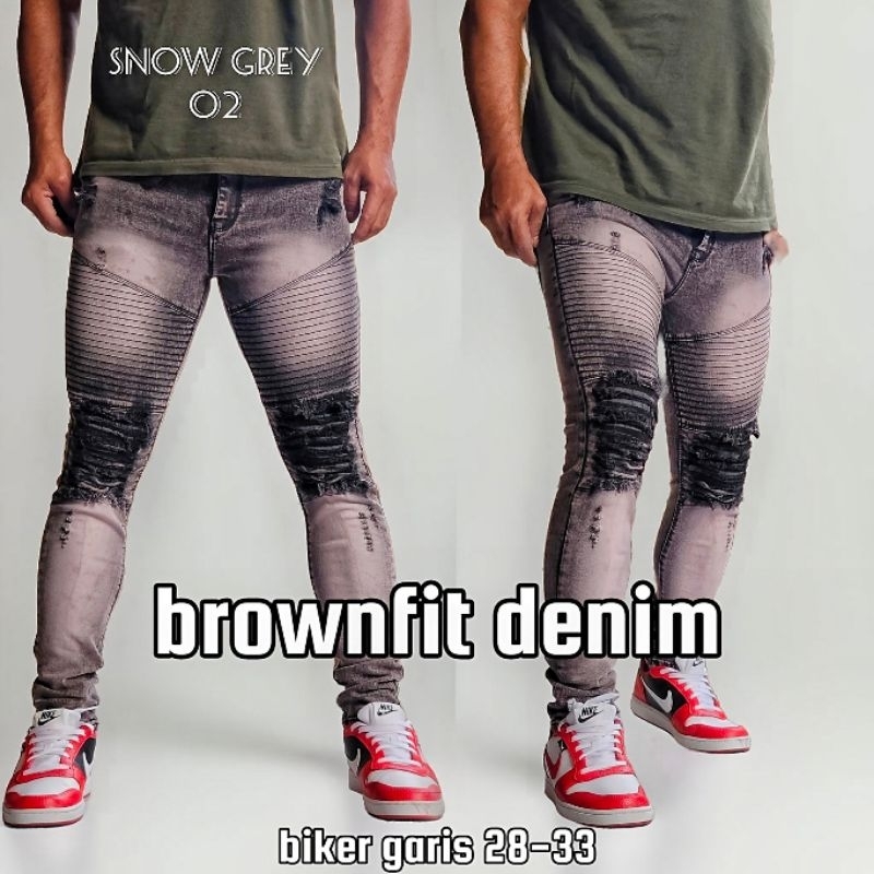 Celana Pria Jeans Bikers Cowo Keren Celana Sobek Riped Denim Sofjeans Knee