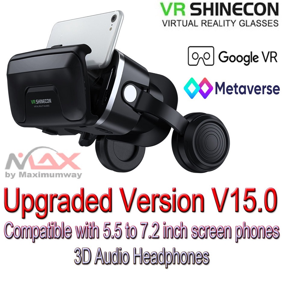 Shinecon G4EA Versi 1 Kacamata VR Virtual Reality 3D Build in headphone Ver 1 terbaru compatible Met