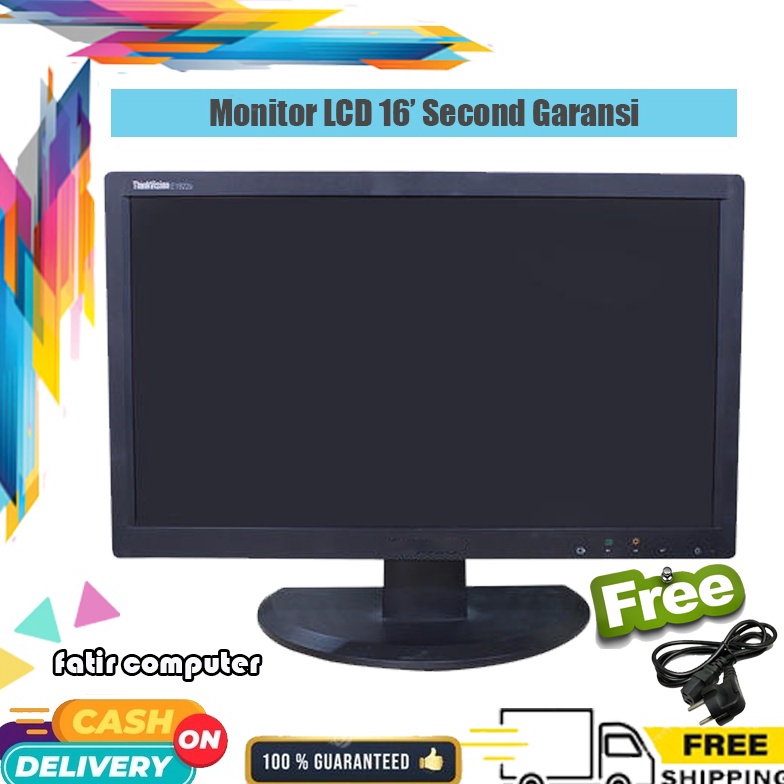 LED LCD Monitor PC Komputer Dekstop CCTV 16 Inch Wide Merek Campur Normal no minus Garansi Free Kabe