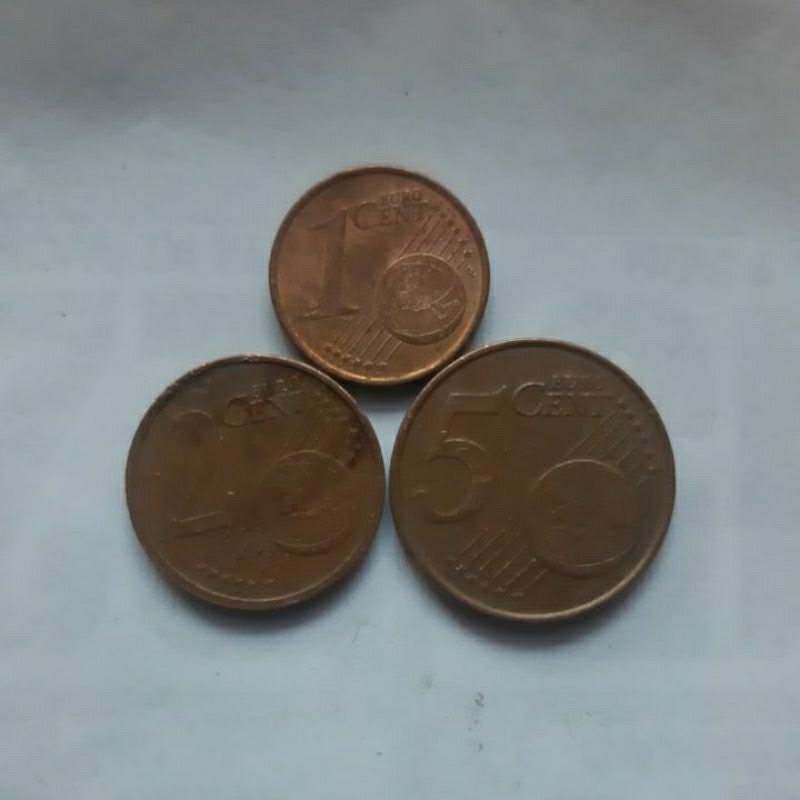 Koin Euro 1 cent 2 cent and 5 cent set 3 keping