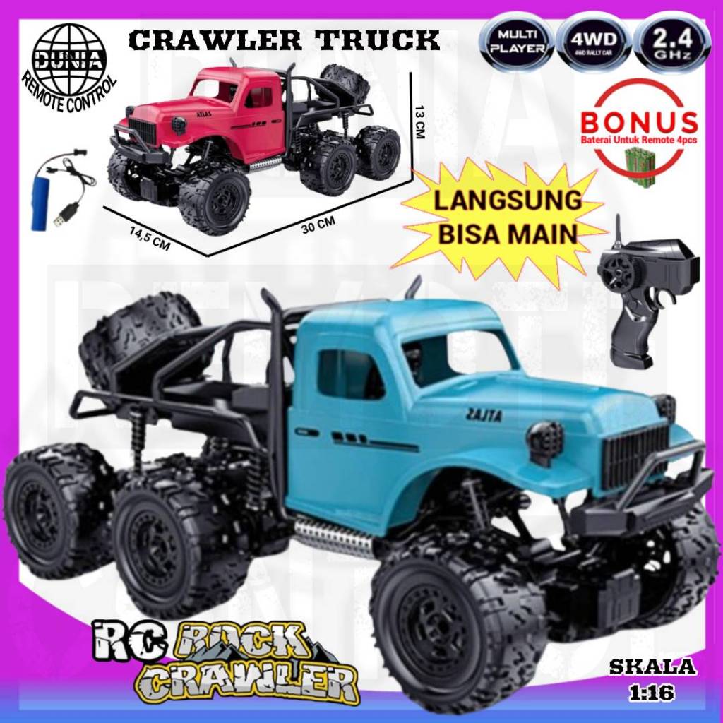 DUNIA REMOTE CONTROL - RC CRAWLER TRUCK 6 RODA OFFROAD 4WD 4X4 MOBIL MAINAN ANAK REMOT KONTROL BONUS