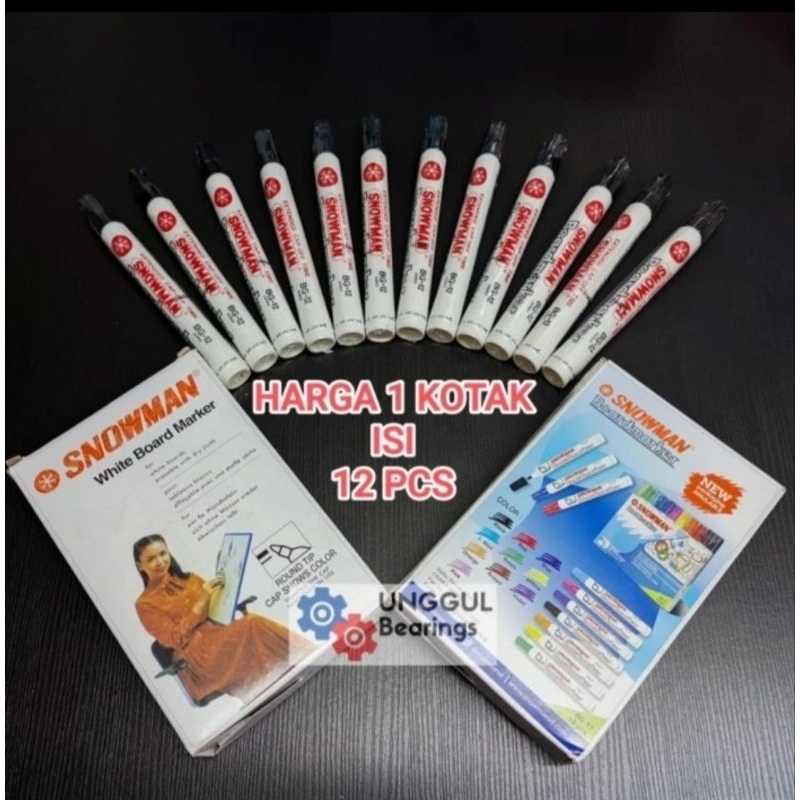 

SPIDOL SNOWMAN WHITE BOARD MARKER BG-12 ISI 12 PCS Warna HITAM * BISA DIHAPUS