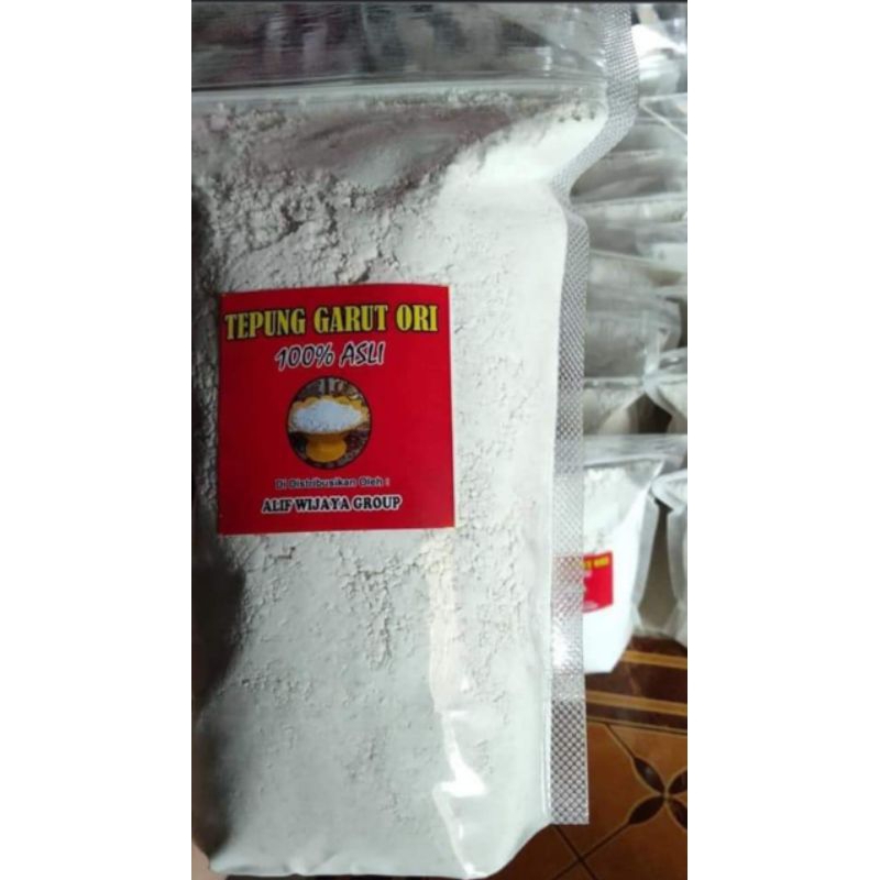 

tepung Garut asli kemasan 1kg dan 1/2.tepung Garut Ori