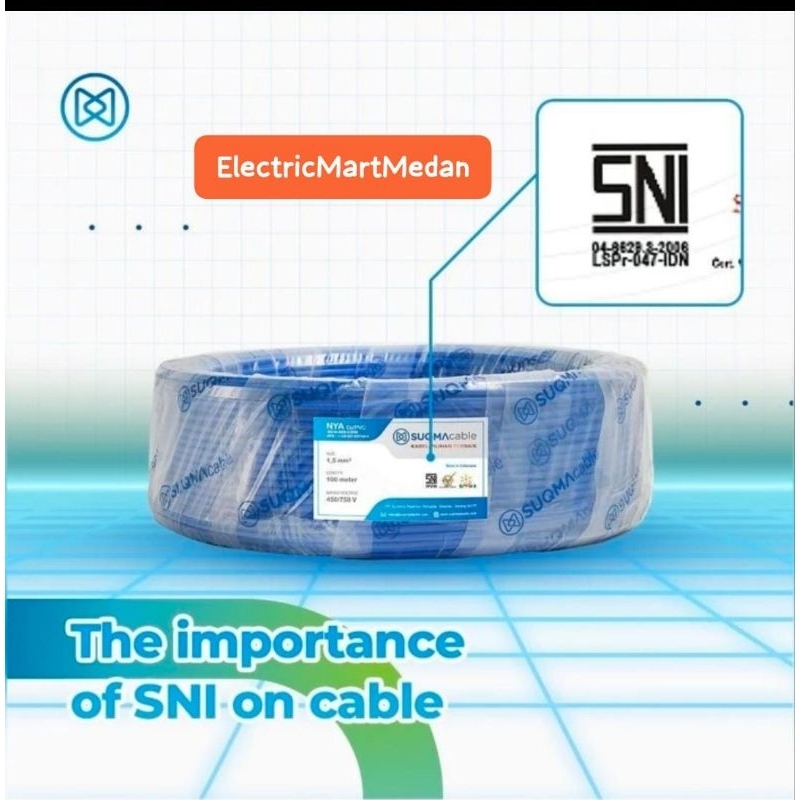 kabel listrik tunggal  Nya 1.5 SUQMA SNI bagus tembaga