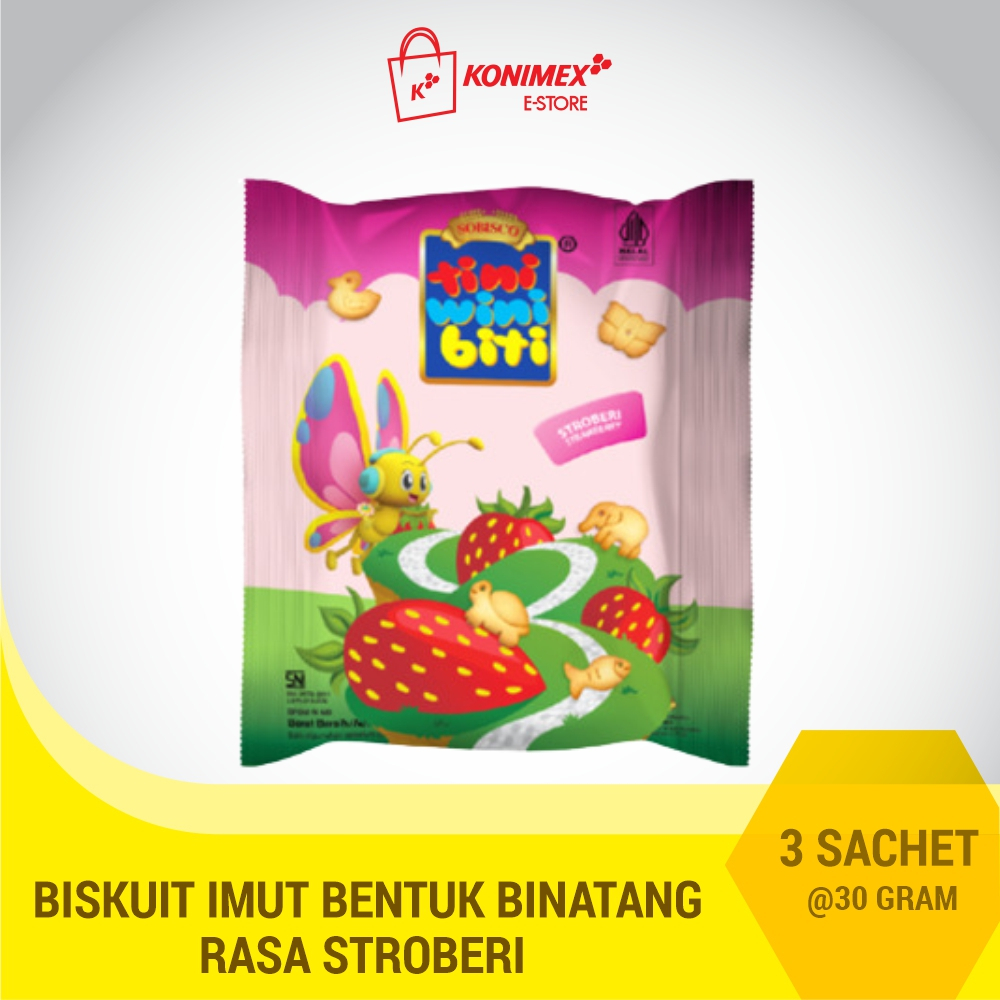 

Tini Wini Biti Biskuit Anak Stroberi 30 g bentuk binatang 3 sachet