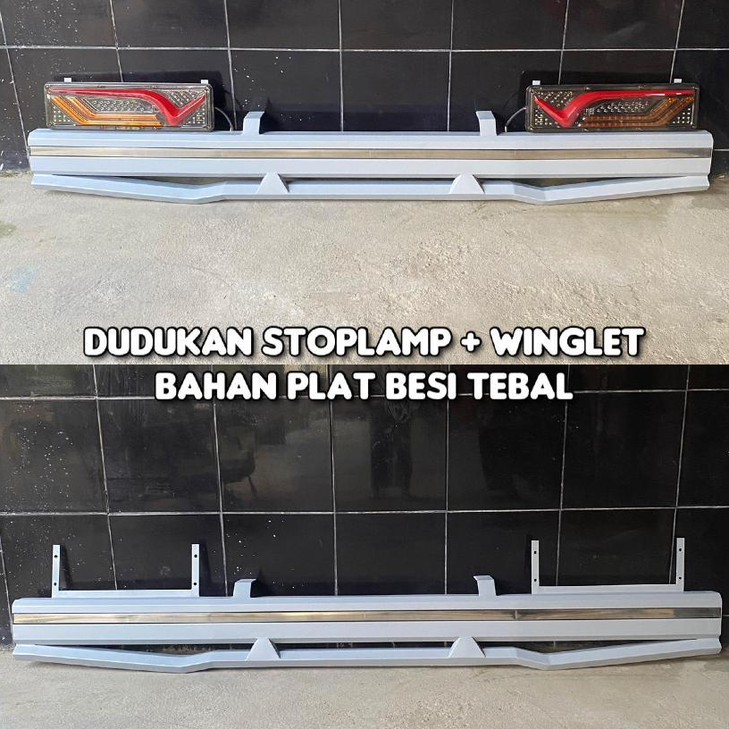 Dudukan Stoplamp Lampu Belakang Truk Ban Double Dengan Winglet Bahan Plat Besi Tebal
