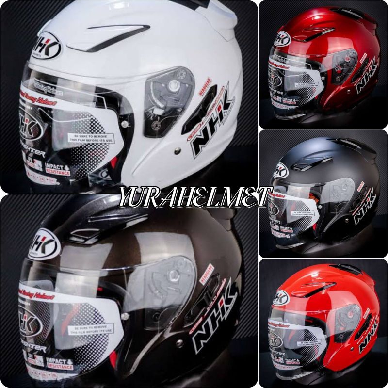 helm nhk r1 double visor polos/HELM NHK R1 DOUBLE VISOR ORIGINAL 100%/HELM HALF FACE NHK/Helm pria&w