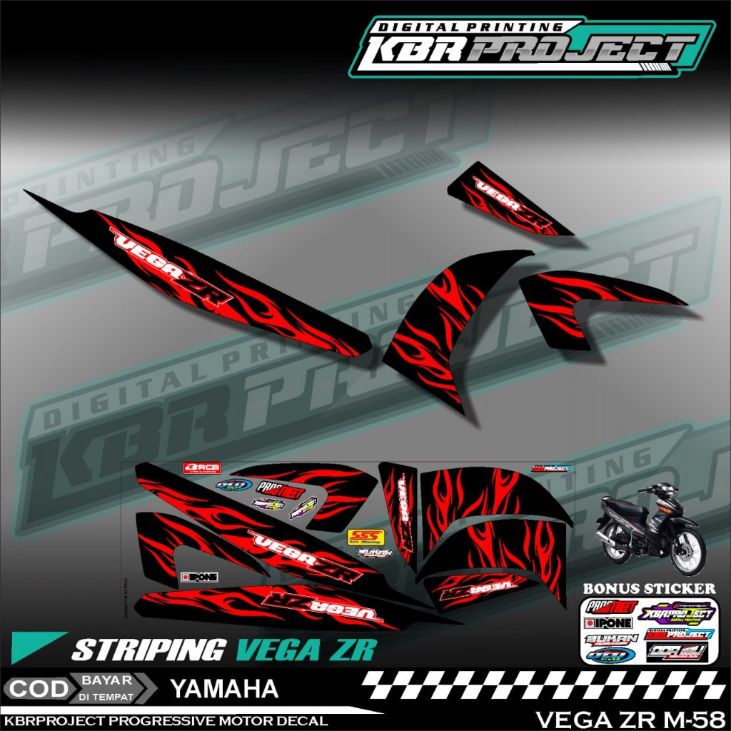 VEGA ZR STRIPING VARIASI MOTOR YAMAHA / STICKER LIST YAMAHA VEGA ZR M.58 HOLOGRAM TRANSPARAN COD