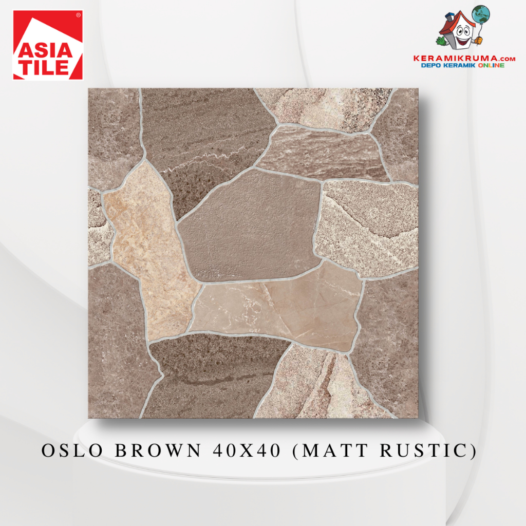 Keramik Lantai Asia Tile 40x40 Oslo Brown Matt Rustic Kasar