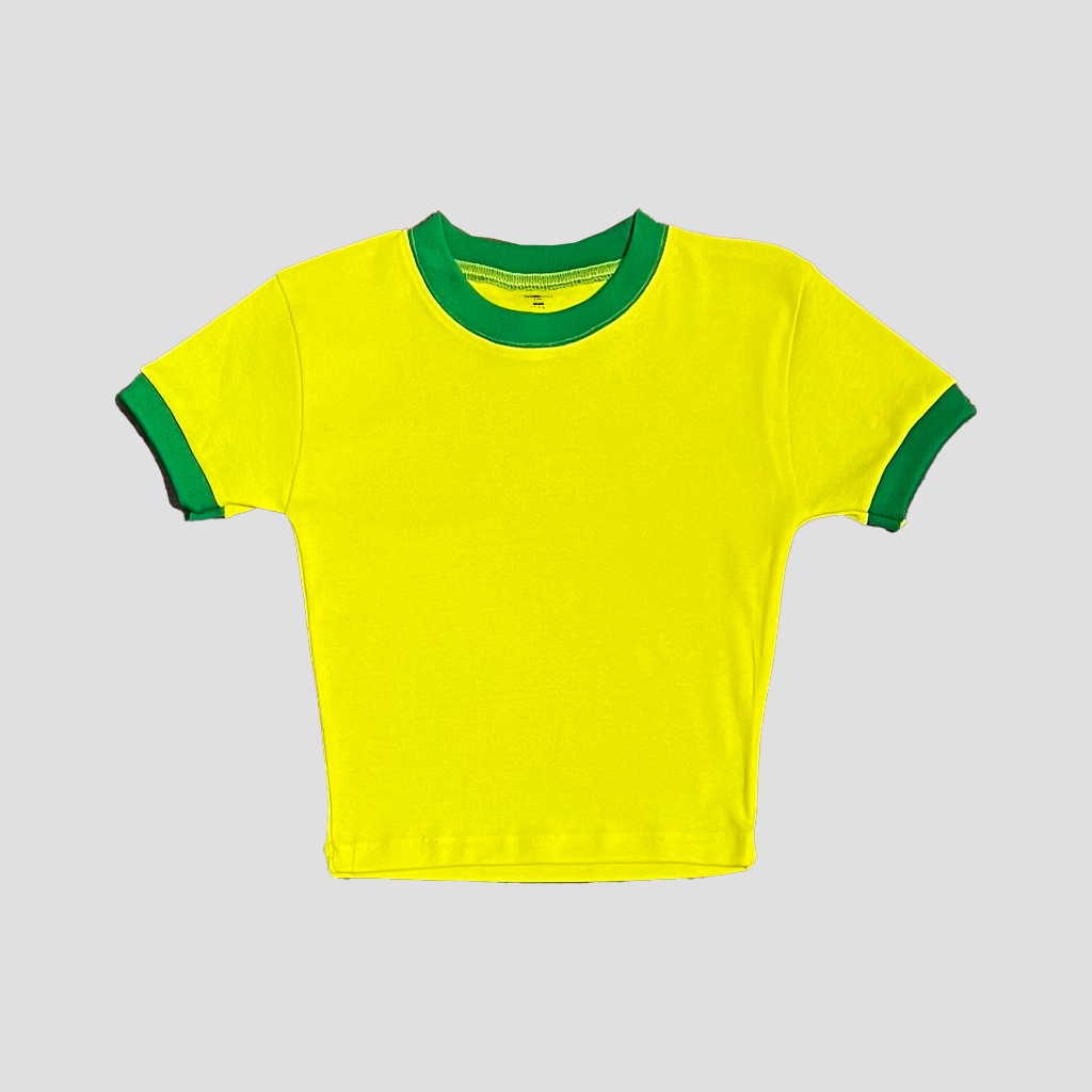 crop top ringer yellow - kaos polos - crop top polos - baby tee