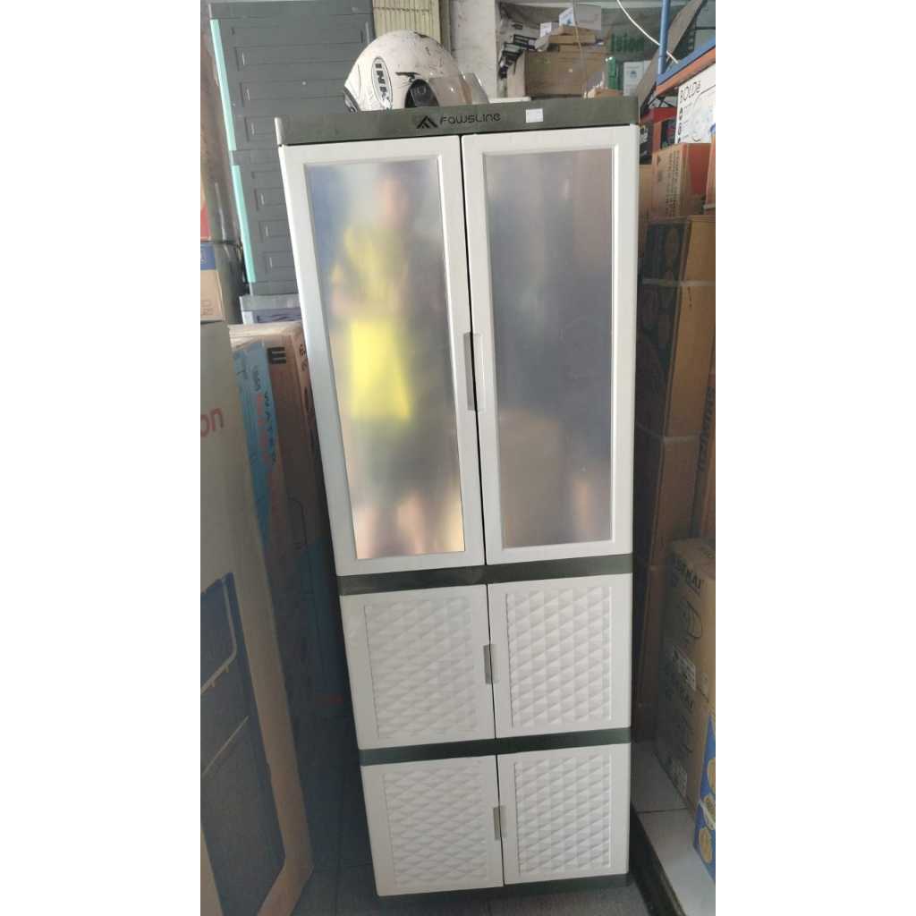 Lemari Pakaian Plastik Lemari Fawsline Pintu Panjang 2 kaca