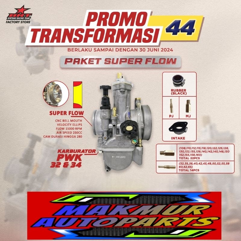 Super Flow BRT Karburator Karbu PWK 32 PWK 34 - BINTANG RACING TEAM BRT