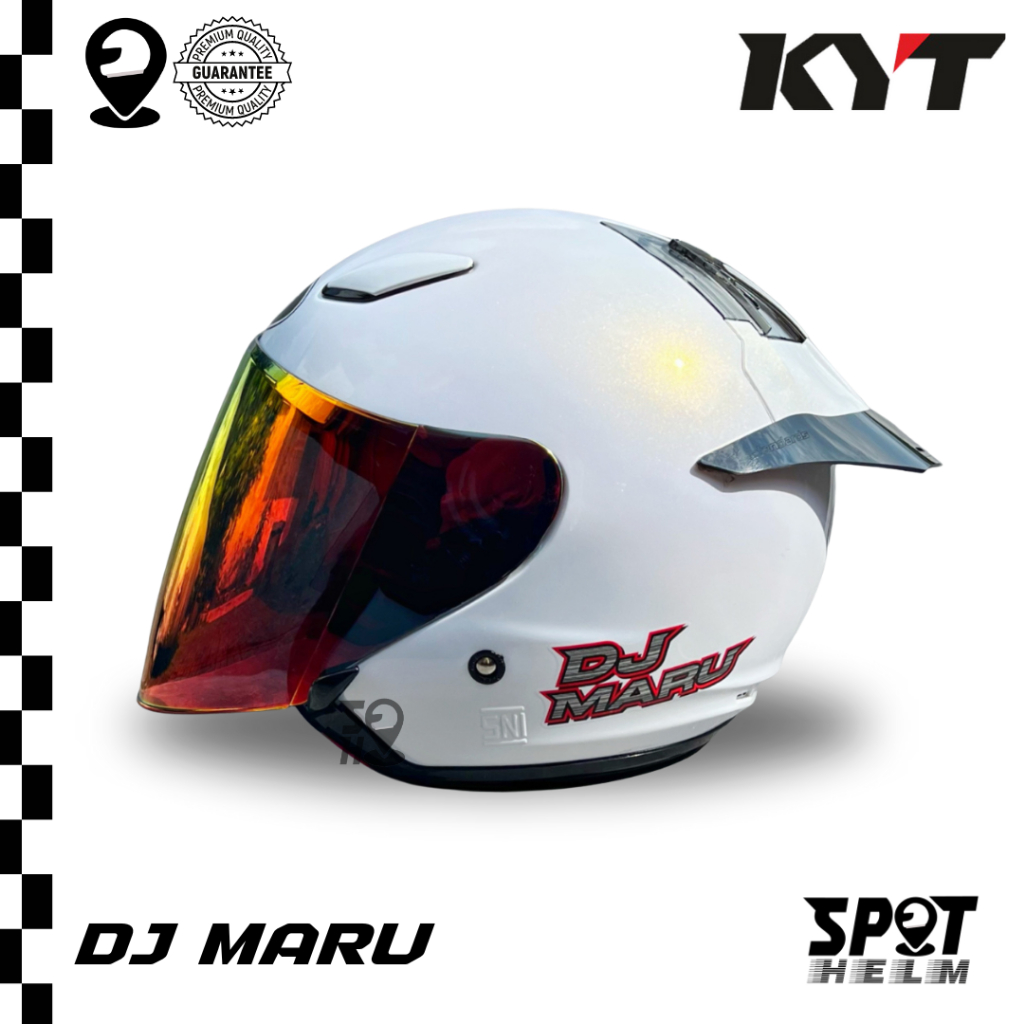 HELM KYT DJ MARU SOLID WHITE GLOSSY | KYT HELM HALF FACE DJ MARU PUTIH | KYT DJ MARU PUTIH PAKET GAN