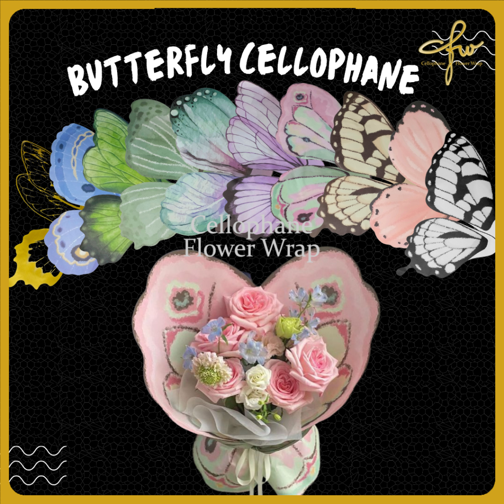 

( PACK ) Kertas Buket Butterfly Wings Cellophane Flower Wrap