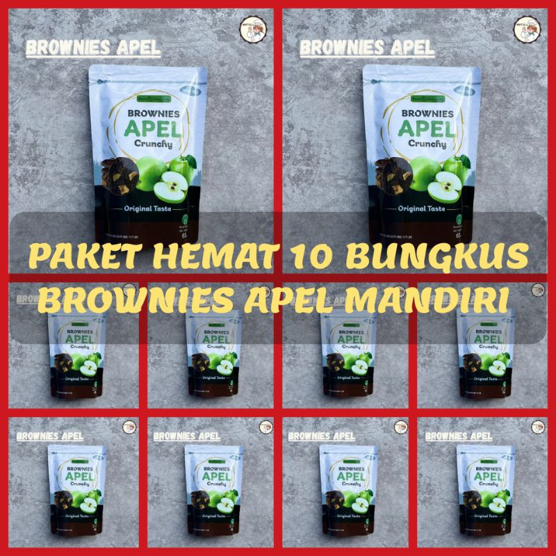 

[PAKET HEMAT] 10 BUNGKUS CAMILAN KUE KERING BROWNIES APEL APPLE CRUNCHY 60 GRAM SNACK ENAK MURAH