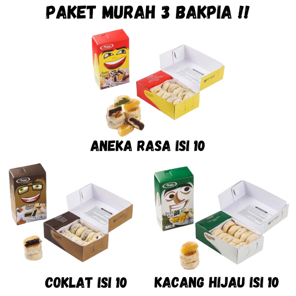 

Paket Murah Bakpia Mutiara isi 10 (Aneka Rasa, Kacang Hijau & Coklat)