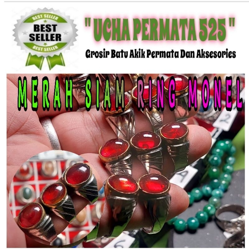 cincin ring monel / cincin batu akik merah siam merah delima