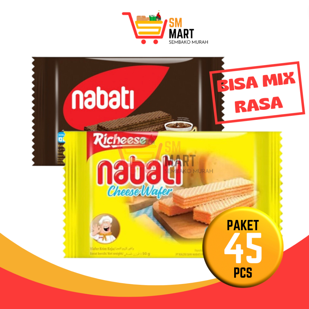 

[PAKET 45 PCS] WAFER NABATI KEJU COKLAT 45 PCS BISA CAMPUR RASA MURAH NABATI 2000