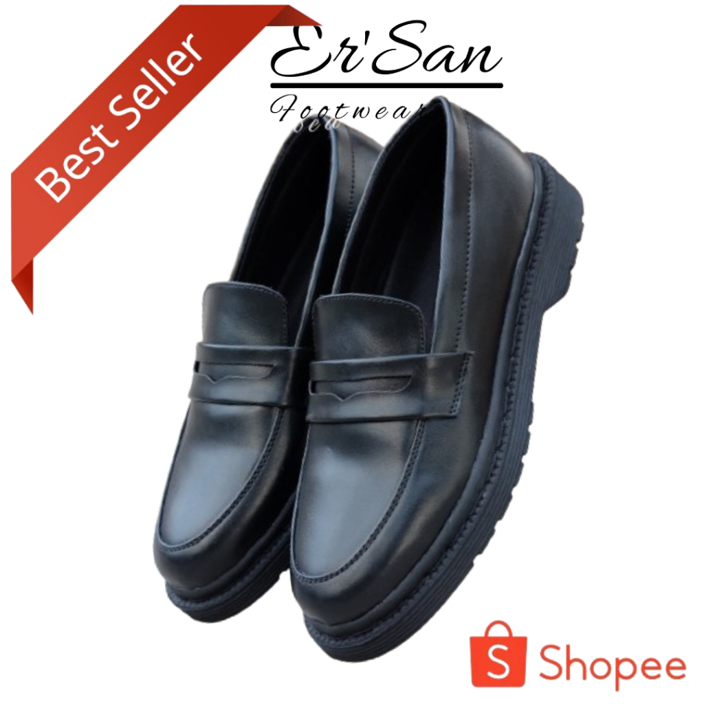 ERSAN CHAXA Sepatu Formal PrIa Loafer Hitam Sepatu Kerja Kantoran Hitam Pria Sepatu Kuliah Wisuda
