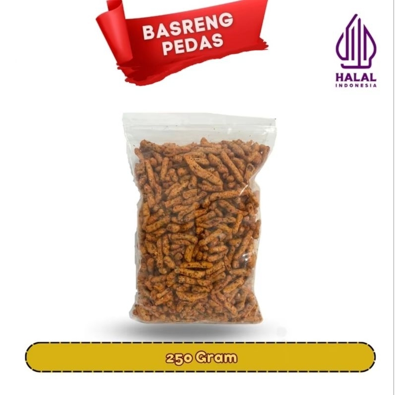 

basreng stick pedas daun jeruk isi 250gr /wish snack.id