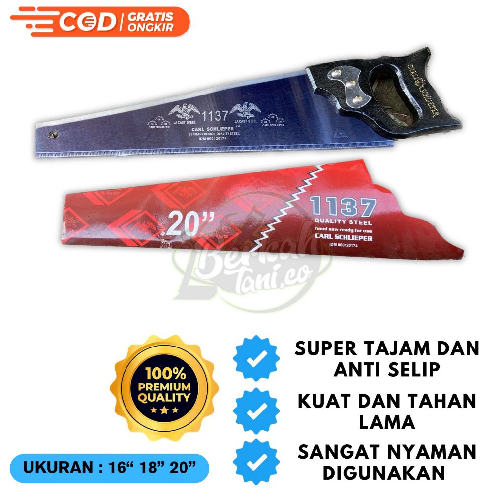 Gergaji Kayu Schlieper Cap Mata Original Germany 100% Asli Ukuran 16” 18” 20” Inchi