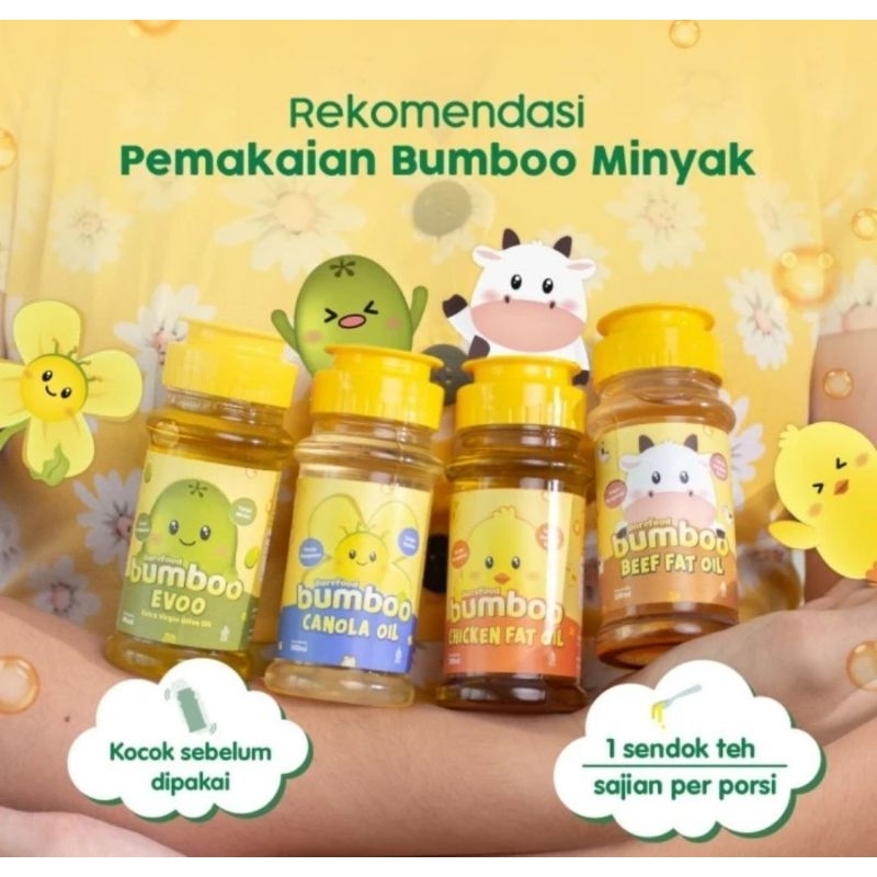 

BUMBOO Minyak Booster MPASI HALAL/ EVOO, CANOLA, BEEF FAT , CHICKEN FAT BOOSTER OIL