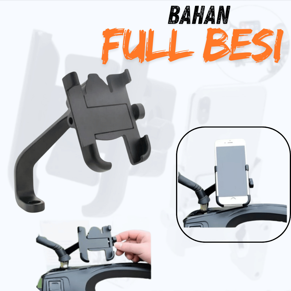holder hp motor besi di stang/phone holder hp motor beat/holder hp motor stang/tempat hp di motor/du
