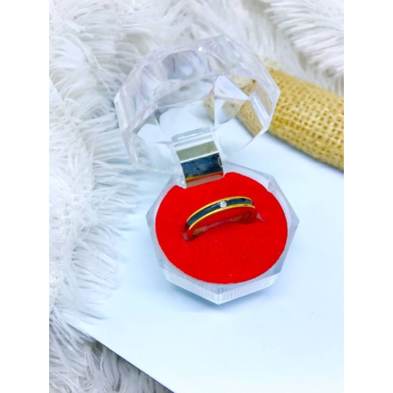 Cincin pria wanita permata hitam gold titanium 0591
