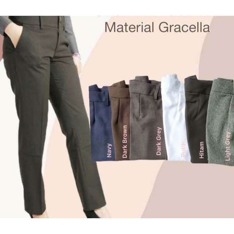 CELANA KAIN / CELANA KERJA WANITA MODEL PINGGANG KARET DAN RESLETING