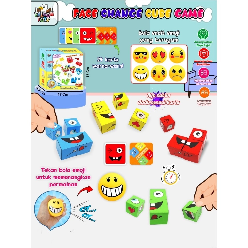 Mainan Anak Susun Ekspresi Muka Puzzle Game Free Emoji Encit