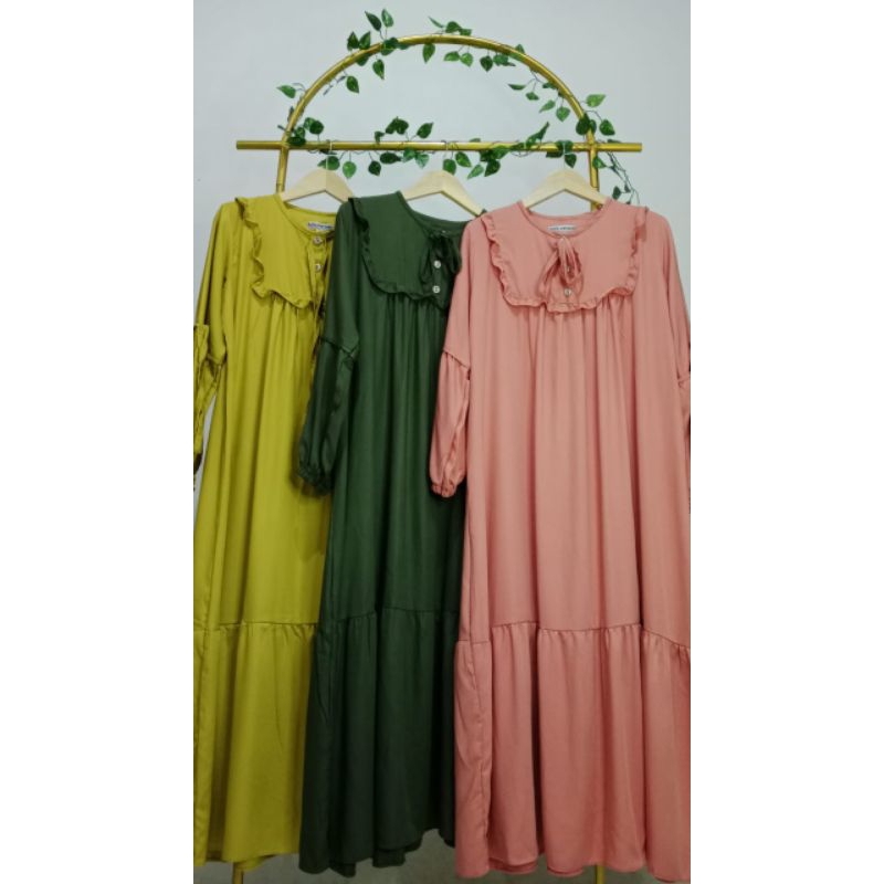 dress lavina rayon tuil premium gamis terbaru Korea style