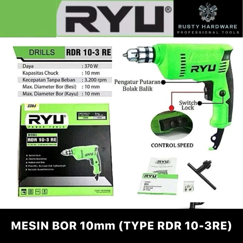 RYU BY TEKIRO – MESIN BOR 10mm (TYPE RDR 10-3RE). 100% ORIGINAL