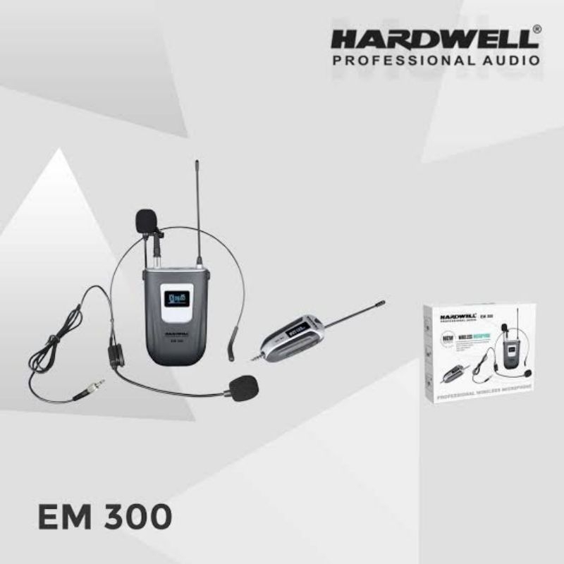 Mic Wireless Hardwell EM 300 EM300 Original 1 Mic Headset 1 Clip On