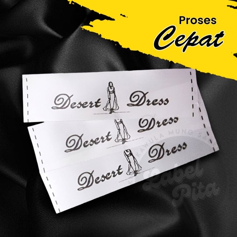 Label Pita Satin custom Label Baju Label Pakaian Wash tag (2 cm)