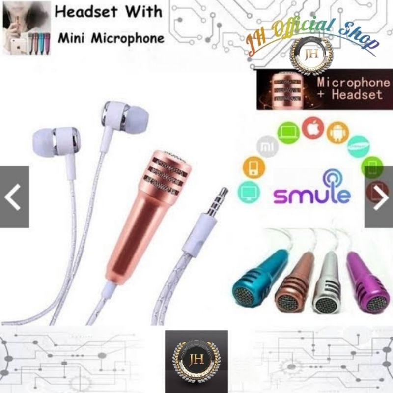 mic karaoke mini + handsfree headset / handset microphone mik kecil